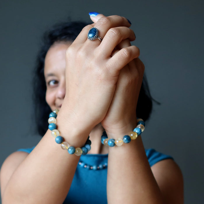 woman wearing apatite jewelry