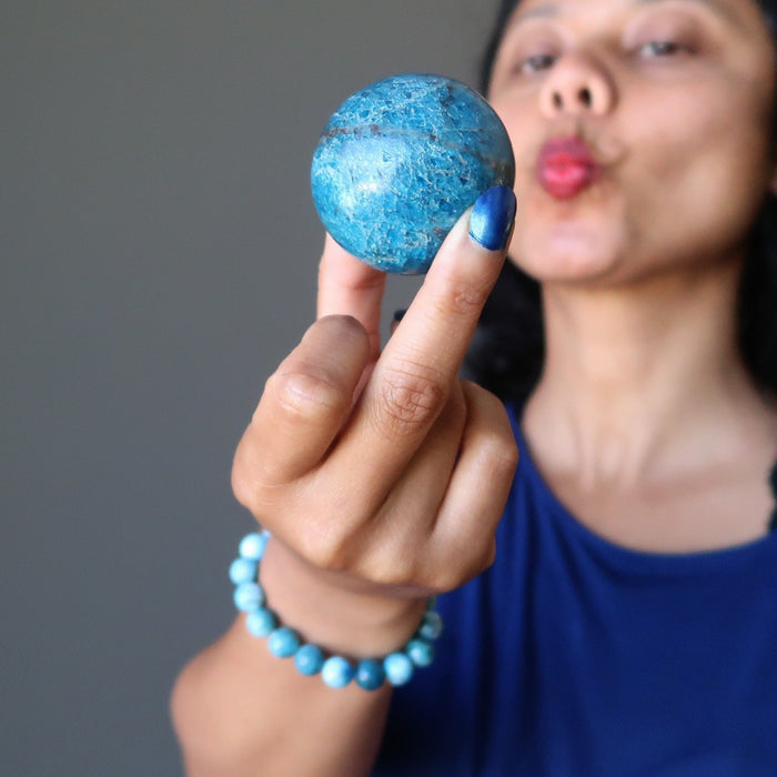 apatite sphere and bracelet
