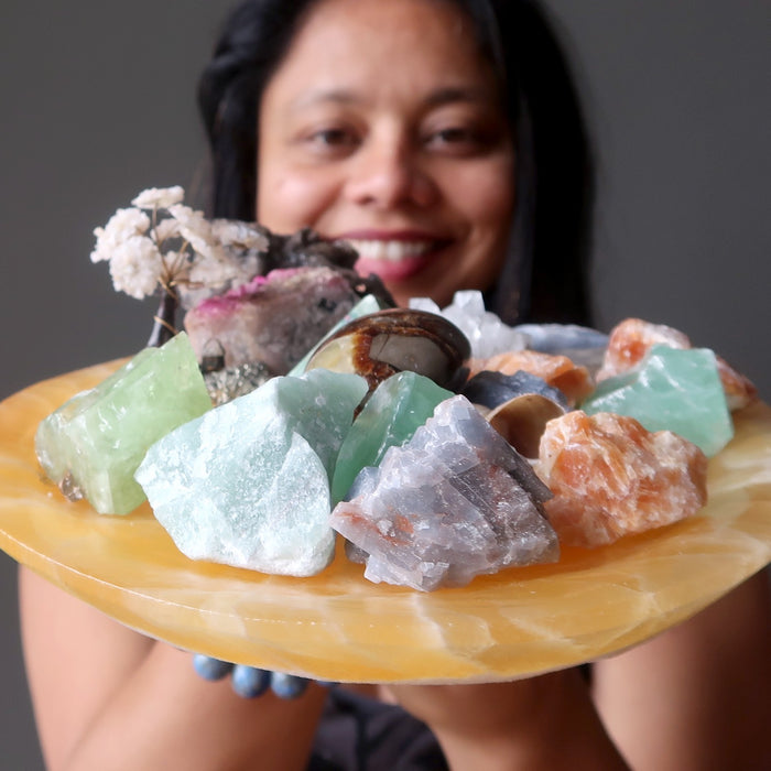 calcite platter full of calcite crystals