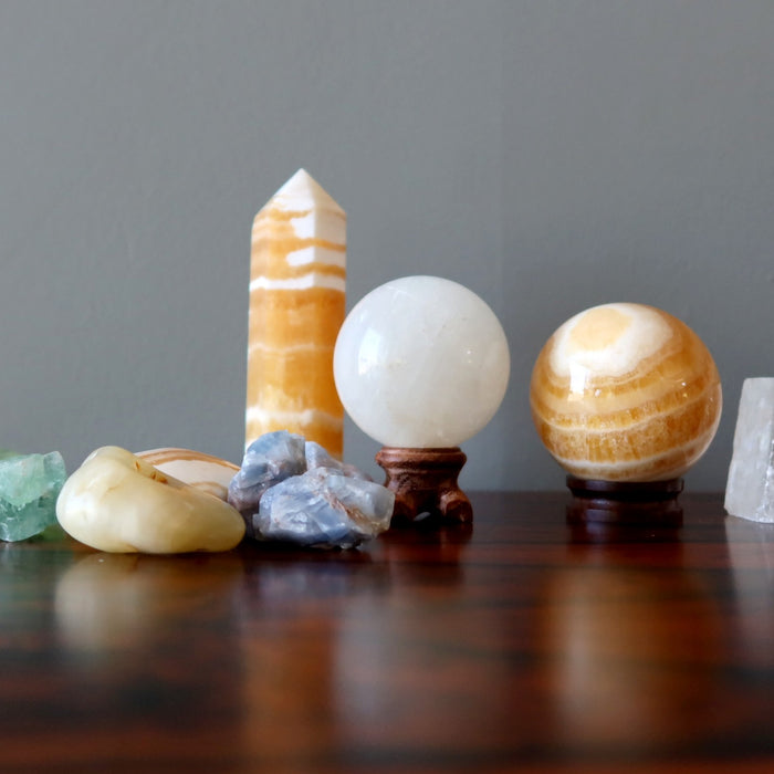 calcite polished and raw stones