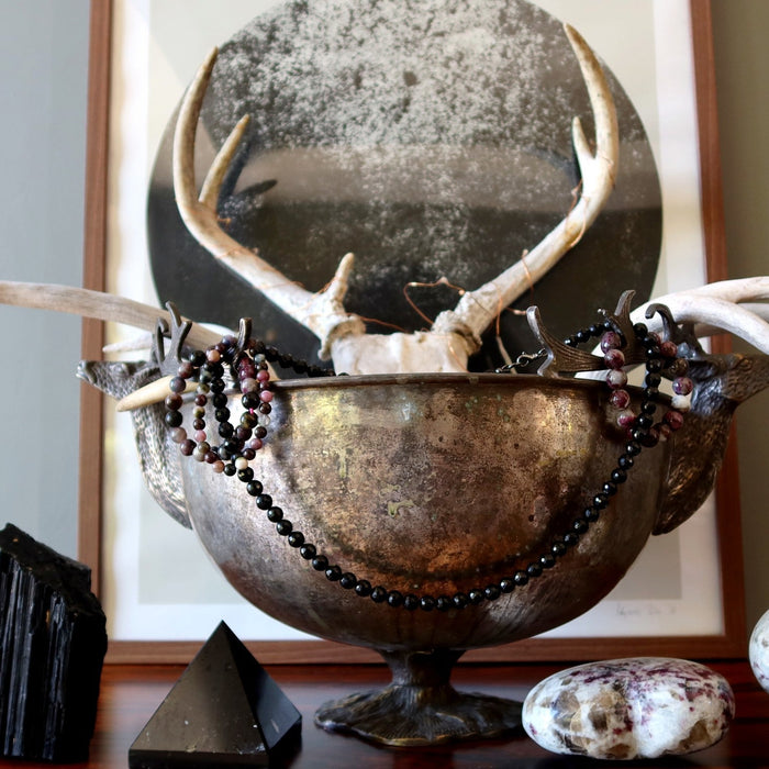 tourmaline crystals and deer antlers
