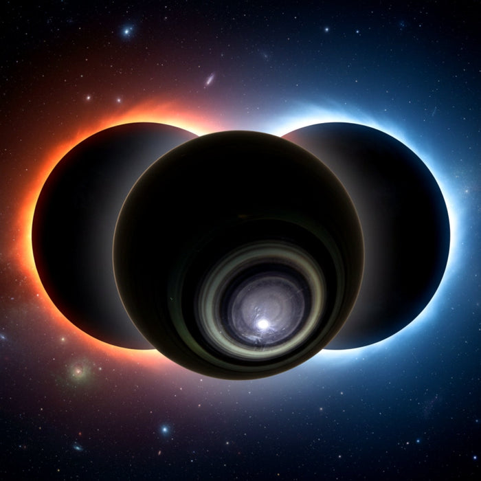 rainbow obsidian sphere and double eclipse