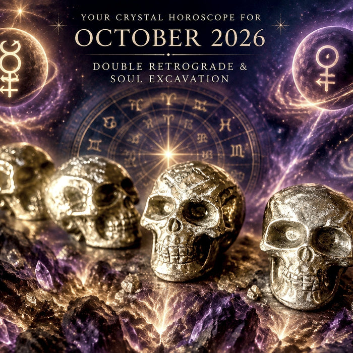 pyrite skulls in a crystal horoscope image