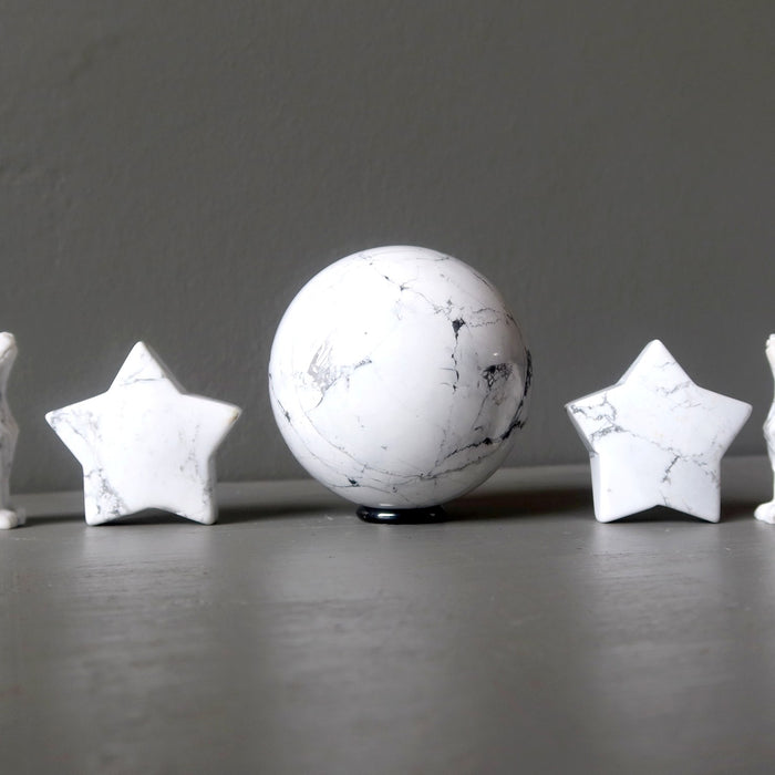 howlite wolves, sphere, stars