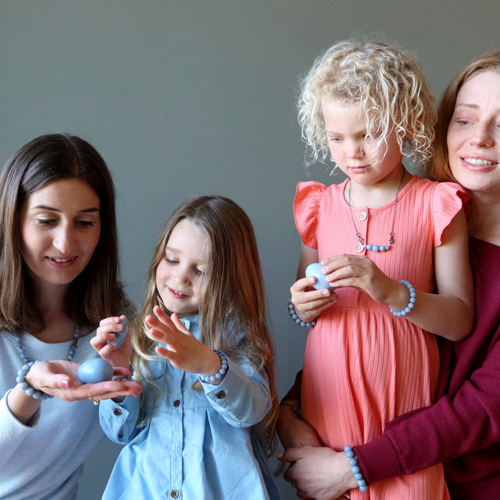mothers and daughters with angelite crystals
