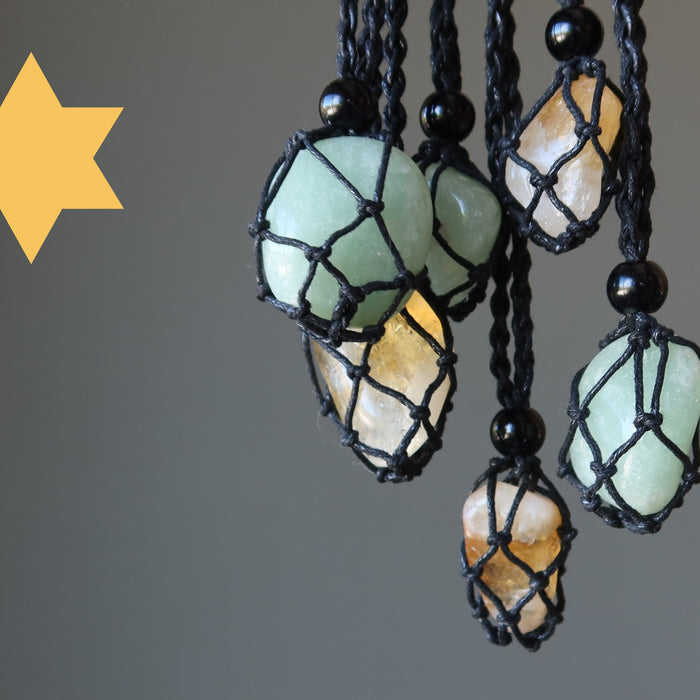 citrine and green aventurine necklaces