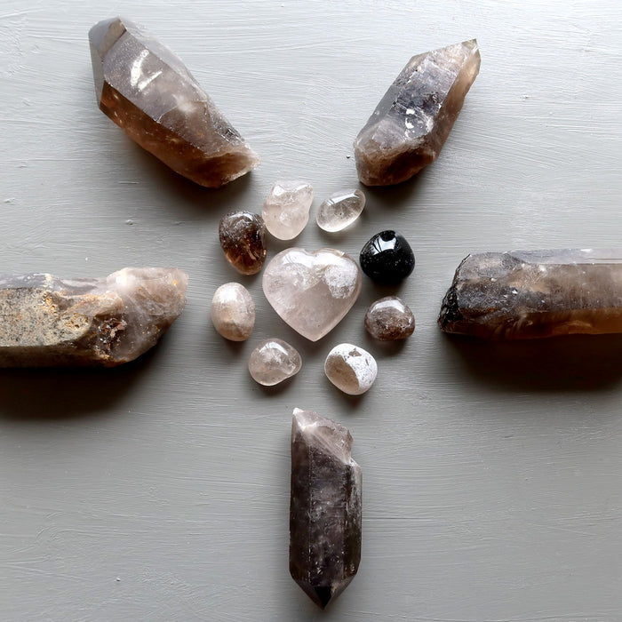 smoky quart heart, tumbled, raw pints in layout