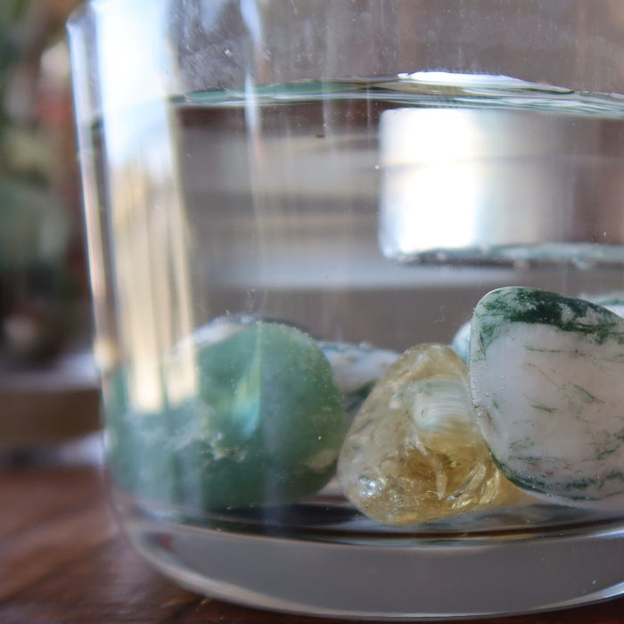 agate and citrine tumbled stones in water