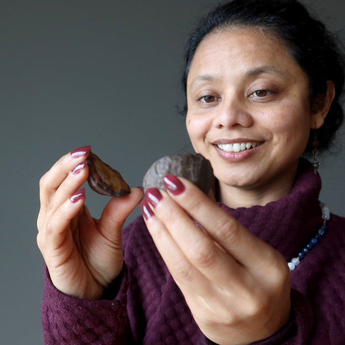 sheila of satin crystals cracking open the moqui marble