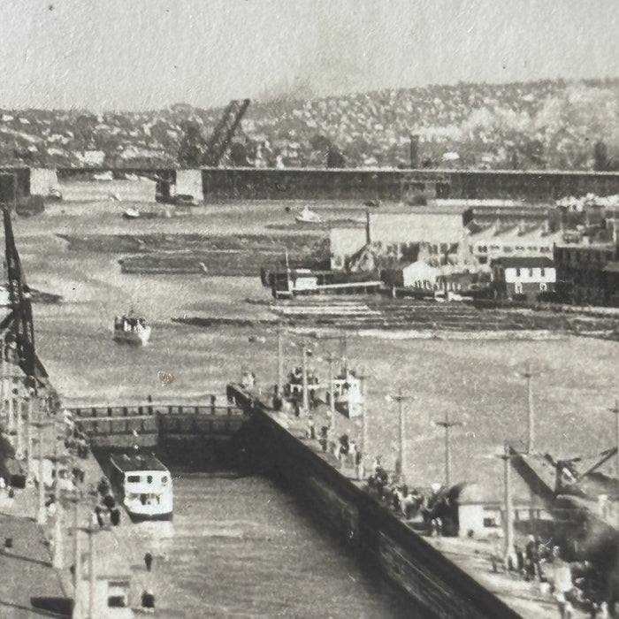 Vintage Postcard RPPC 1930 Seattle US Government Locks Maritime Social History
