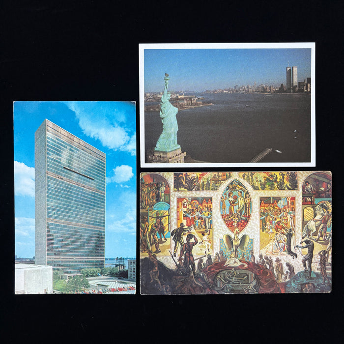 Vintage Postcard Lot New York Statue Liberty World Trade United Nations Mural