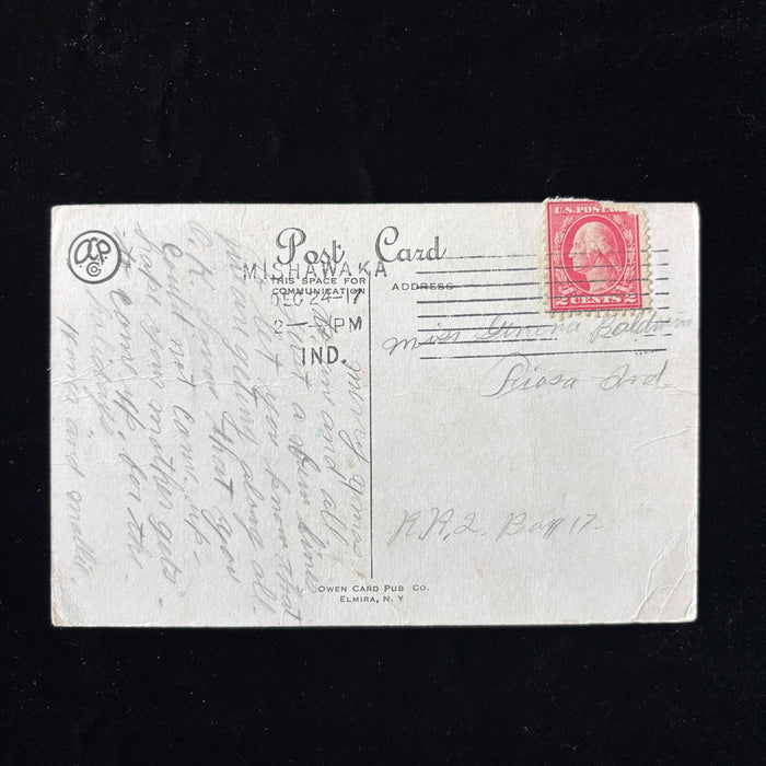 Antique Postcard 1917 Mishawaka Indiana Christmas Longing War Tax Baldwin Family