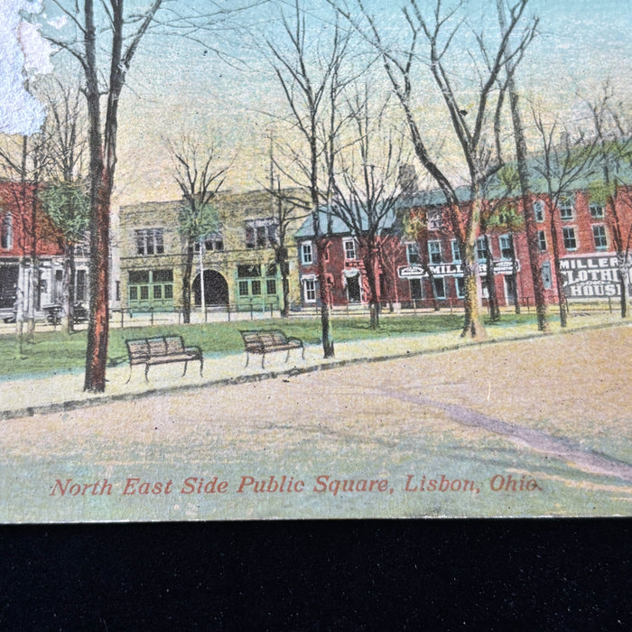 Antique Postcard 1913 Spring Cleaning Millers Clothing Public Square Lisbon Ohio