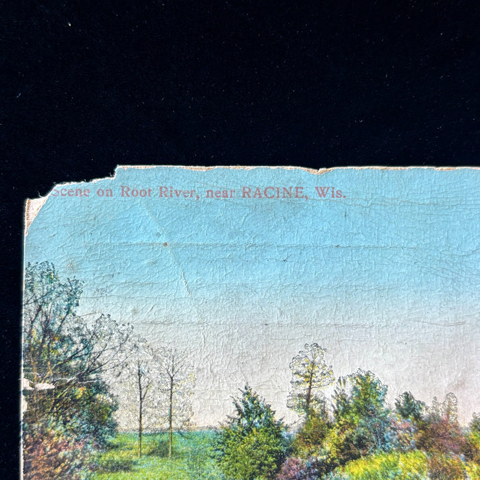 Antique Postcard 1911 Dandy Deltiology Fishermen Root River Racine Wisconsin