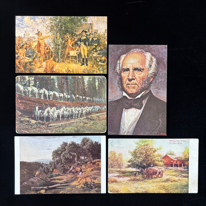 Vintage Postcard Lot Historic Horse Cavalry Trees Sam Houston Treaty Greenville