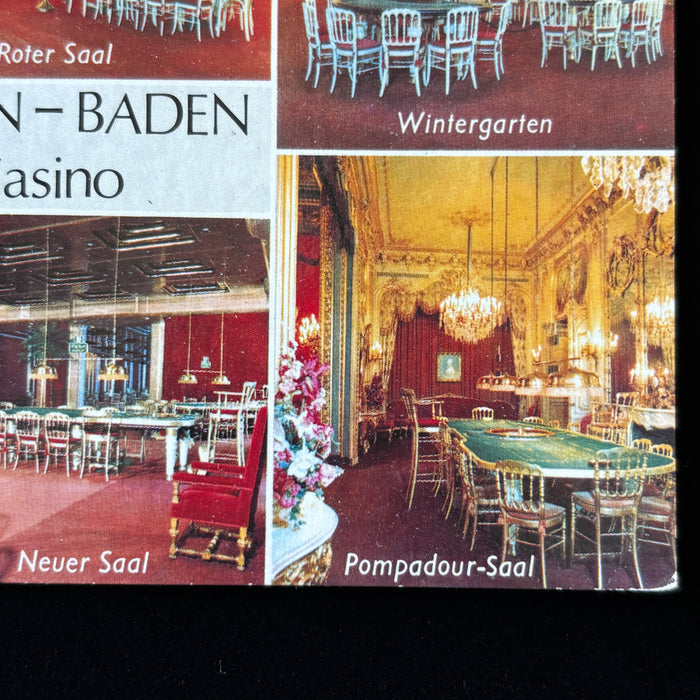 Vintage Postcard Baden Baden Casino Germany Multi View Opulent Gold Interior Bar
