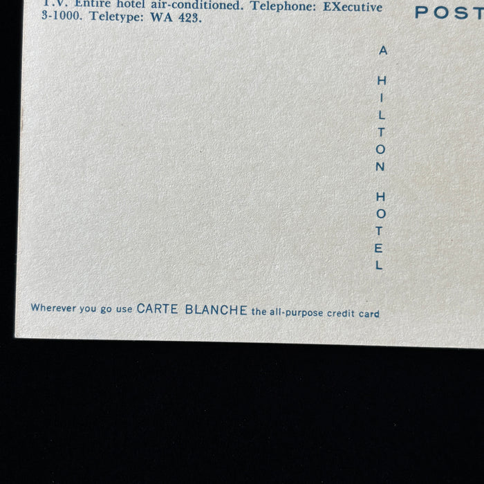 Vintage Postcard Statler Hilton Hotel Architecture Cars 1950s Washington DC