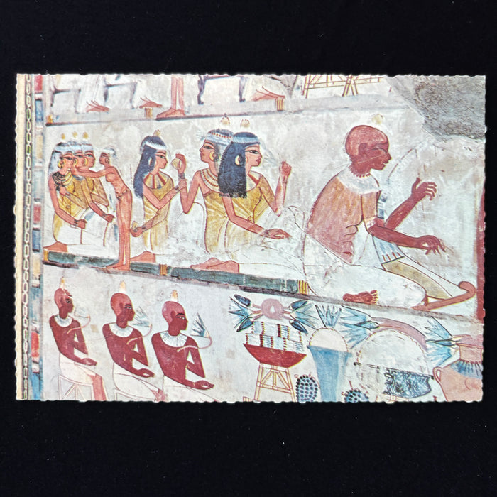 Vintage Postcard King Tut Tomb Sarcophagus Nakht Blind Harper Baboon Mural Egypt