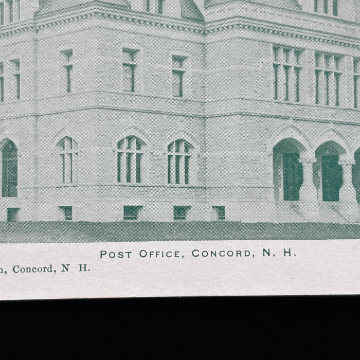 Antique Postcard Post Office Gothic Granite Architecture Concord New Hampshire