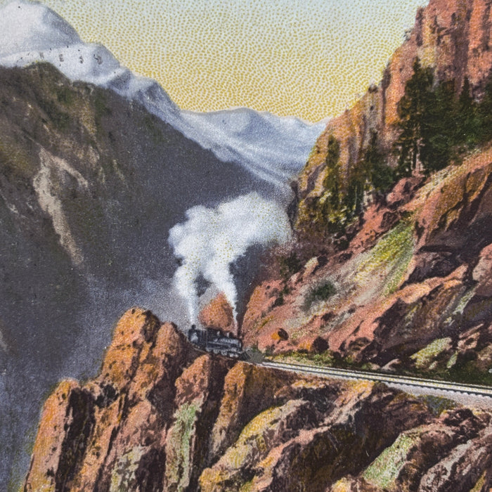 Antique Postcard 1908 Steam Train Hell Gate Colorado Midland Railroad Rocky Mtns
