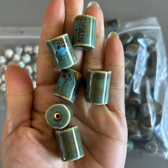 Ceramic Bead Bundle: Butterfly Blue Raku Jewelry Making