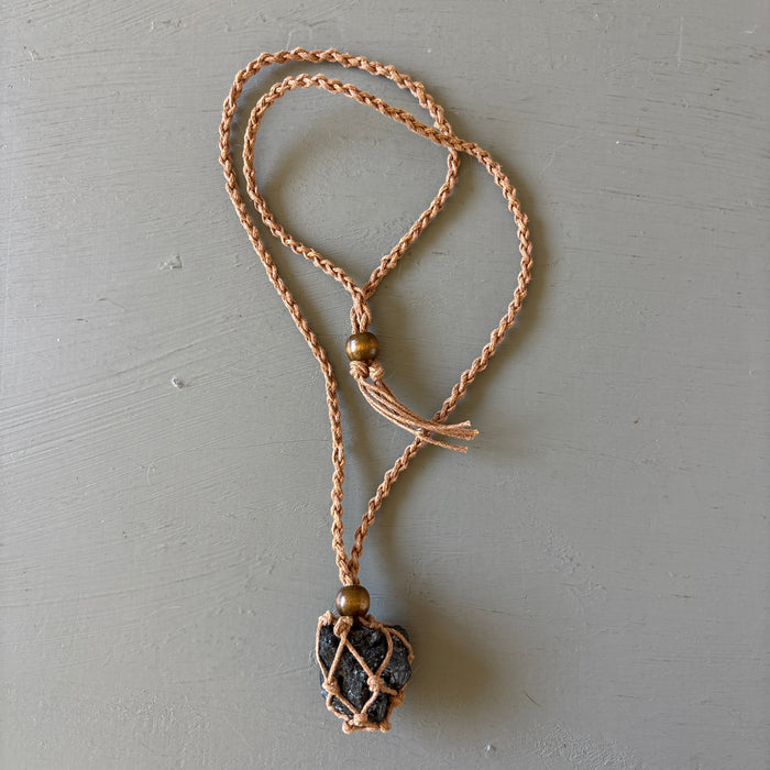 Black Tourmaline Necklace Macrame Raw Protection Stone