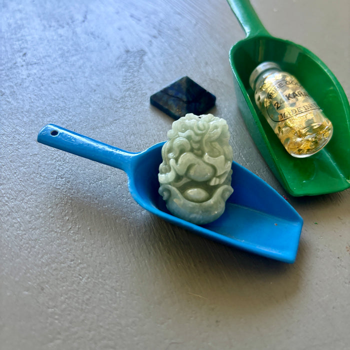 Crystal Gift Set: Jade Horse Charm, Lapis Pyramid, 24k Gold Vial