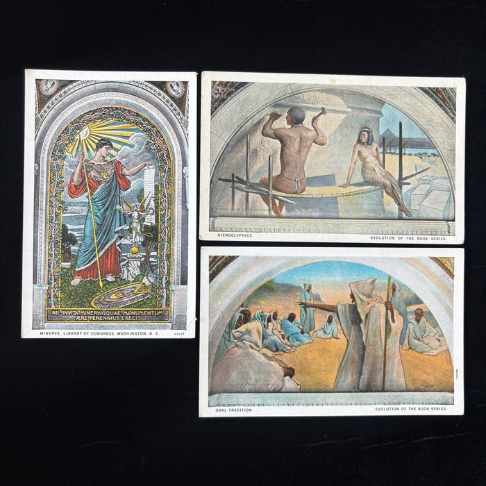 Antique Postcard Lot Library Of Congress Washington DC Minerva Book Series Art