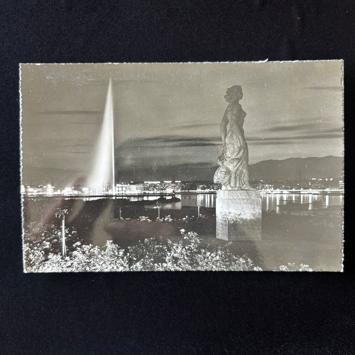Vintage Postcard Lot 2 Glossy RPPC Geneva Switzerland Jet D Eau Jardin Anglais