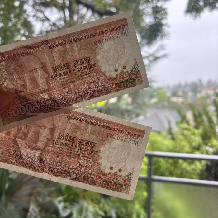 Vintage Banknote 1985 Set Turkey Consecutive Pair 5000 Lirasi UV Verified UNC