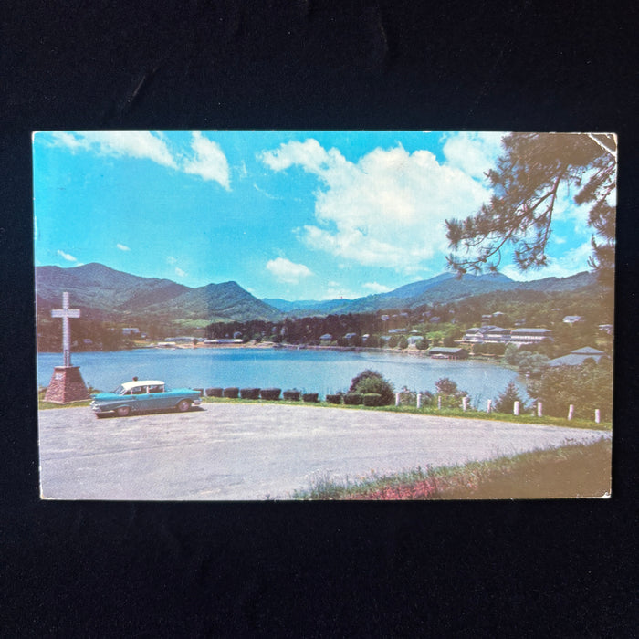 Vintage Postcard 1960 Interesting Young Men Methodism Cross Car Lake Junaluska