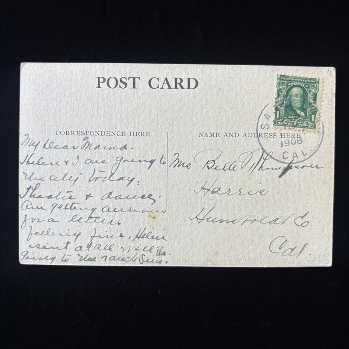 Antique Postcard 1908 Theatre Dance Redwoods Harris Humboldt County California