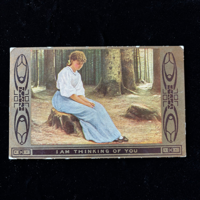 Antique Postcard 1909 Pensive Thinking Of You Pretty Girl Stump Fulton Kentucky