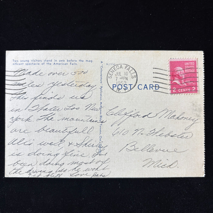 Vintage Postcard 1952 Magic Waterfalls American Falls Niagara Falls Seneca NY