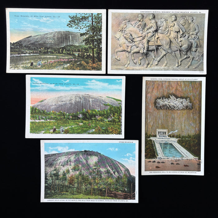 Vintage Postcard Lot 5 Stone Mountain Atlanta GA Historic Cars Mountain Monument