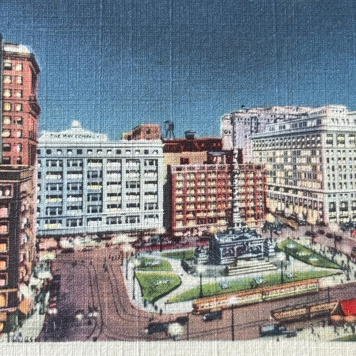 Vintage Postcard 1938 AC Show Bustling Cleveland OH Terminal Tower Night Linen