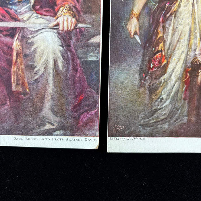 Antique Postcards 1910s Sidney A Weston Biblical Saul Plots David Samson Delilah