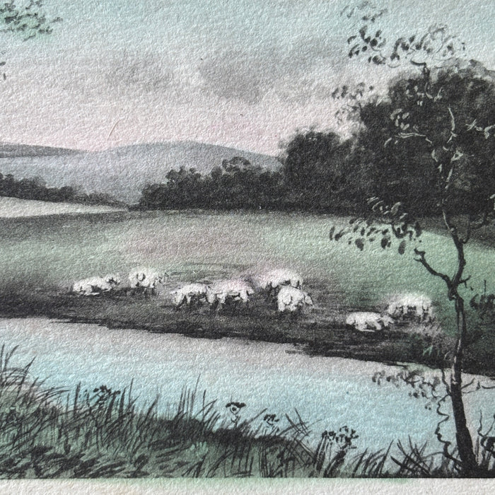 Antique Postcard 1910 Birch Trees Sheep Landscape Art Mullan Idaho Spokane WA