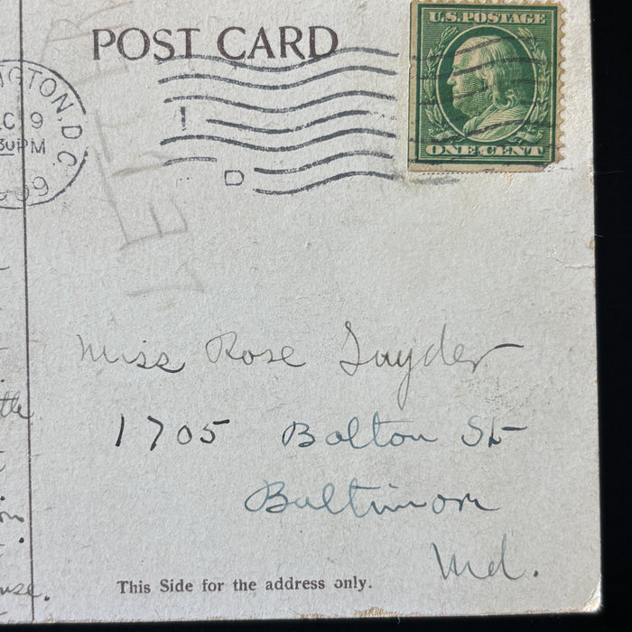 Antique Postcard 1909 Confused Father Camden Station Train Washington Monument