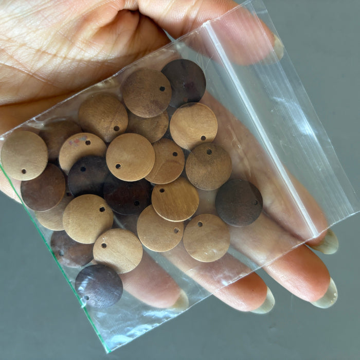 Wood Bead Bundle: Round Focal Pendant Jewelry Charms 14mm