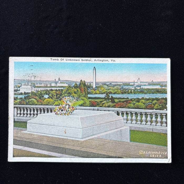 Vintage Postcard 1930 Washington DC Tomb Unknown Soldier Air Mail Saves Time Cancel