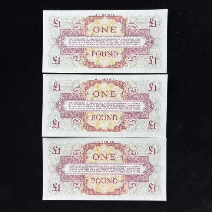 Vintage Banknote 1962 Set British Armed Forces £1 Voucher 4th Series K/2 UNC 3pc