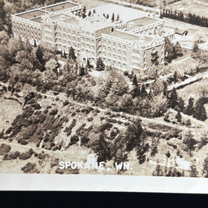 Vintage Postcard RPPC Aerial View St Michels Mission Christian Jesuit Spokane WA