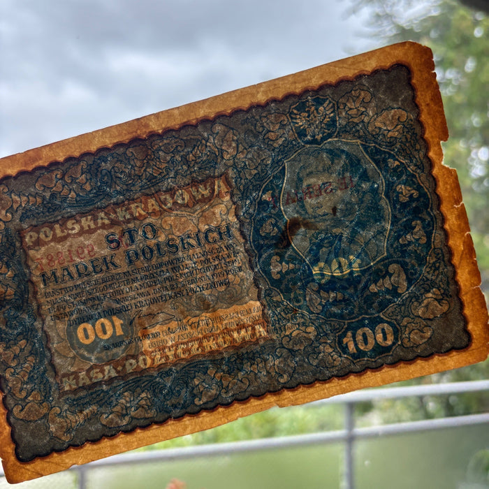 Antique Banknote 1919 Poland 100 Marek Polskich Tadeusz Kosciuszko Currency Bill