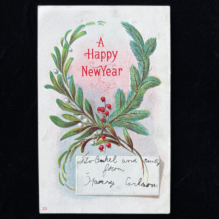 Vintage Postcard 1906 Happy New Year Scandinavian Tacoma WA Embossed Greeting