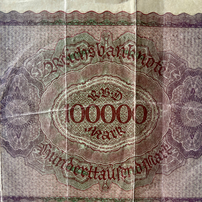 Antique Banknote 1923 German 100000 Mark Reichsbanknote Weimar Republic Lot