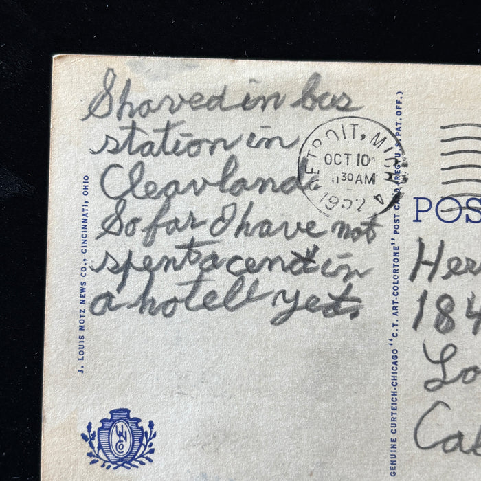 Vintage Postcard 1937 Shaved In Bus Cincinnati OH Carew Tower Social History