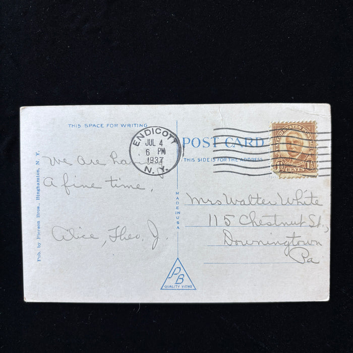 Vintage Postcard 1937 Binghamton Club Ny Endicott Ny Postmark July 4 July Fourth