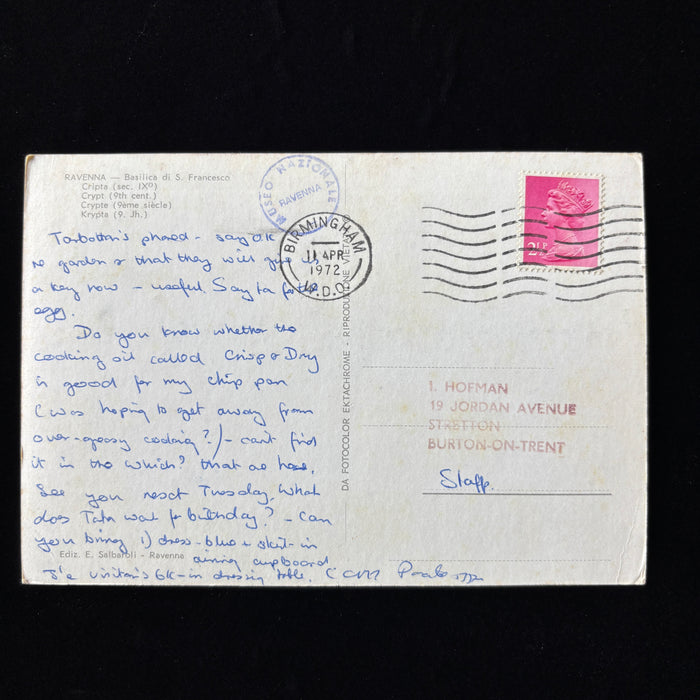Vintage Postcard 1972 British Life Ravenna Italy Basilica Francesco Flood Crypt