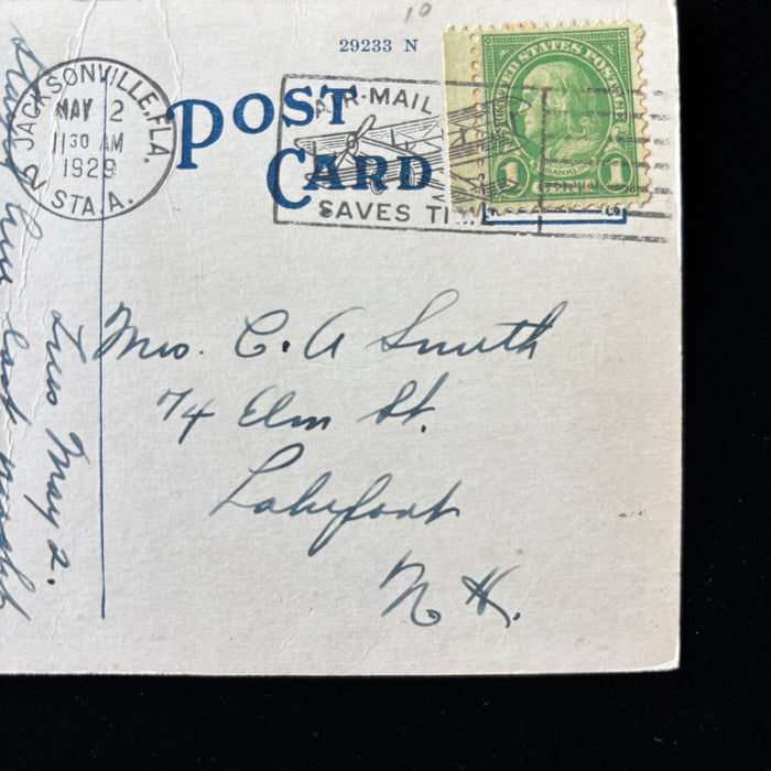 Vintage Postcard 1929 Air Mail Slogan Jacksonville FL Hotel Windle Multi-View